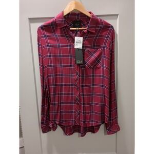 Rails Womens Size S L/S Collared Hunter Plaid Red Navy Check Button Up Shirt